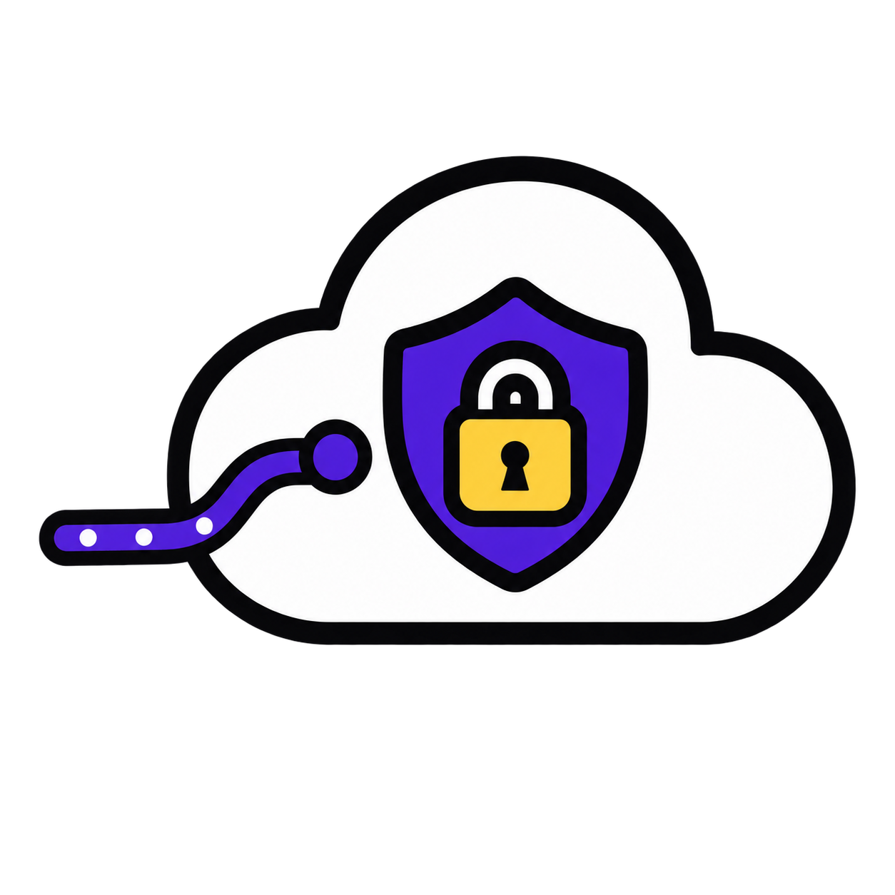 AWS基盤とSSL/TLS暗号化を示すクラウドと鍵のイラスト