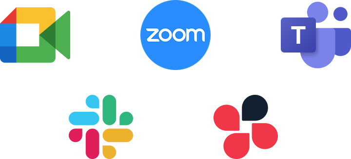 Google Meet、Zoom、Microsoft Teams、Slack、Webex